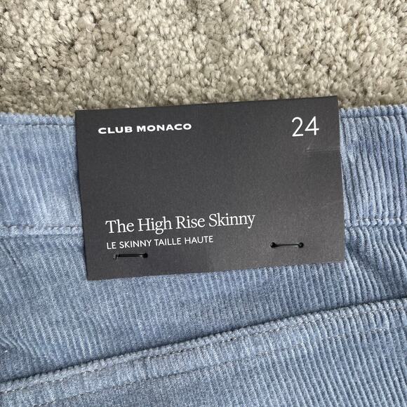 Club Monaco High Rise Corduroy Pants Skinny Jeans Pastel Blue - Size 24" - NWT - Picture 7 of 14